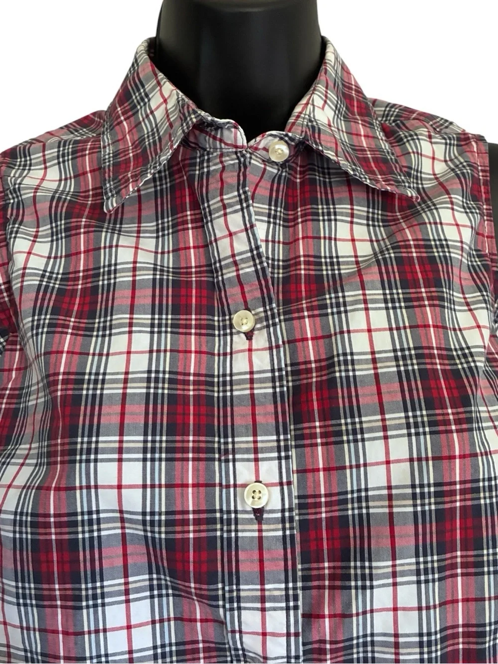 Vintage 90s Gap Preppy Skater Sleeveless Plaid Button-Front Top Red White Sz S